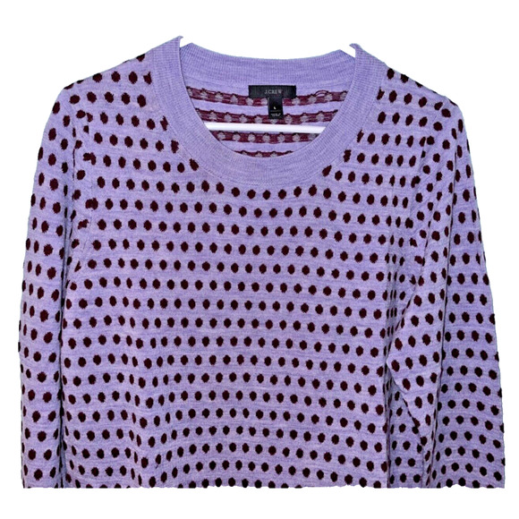 J Crew Tippi Sweater in Jacquard Dot in French Purple Cabernet Sz. L EUC - Picture 3 of 7